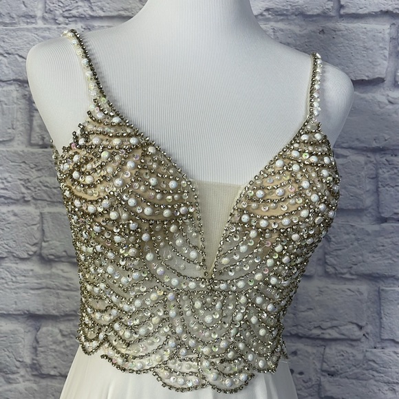 Lace Lulus True Love White Beaded Rhinestone Maxi Dress Lulu's True Love  White Beaded Rhinestone Maxi